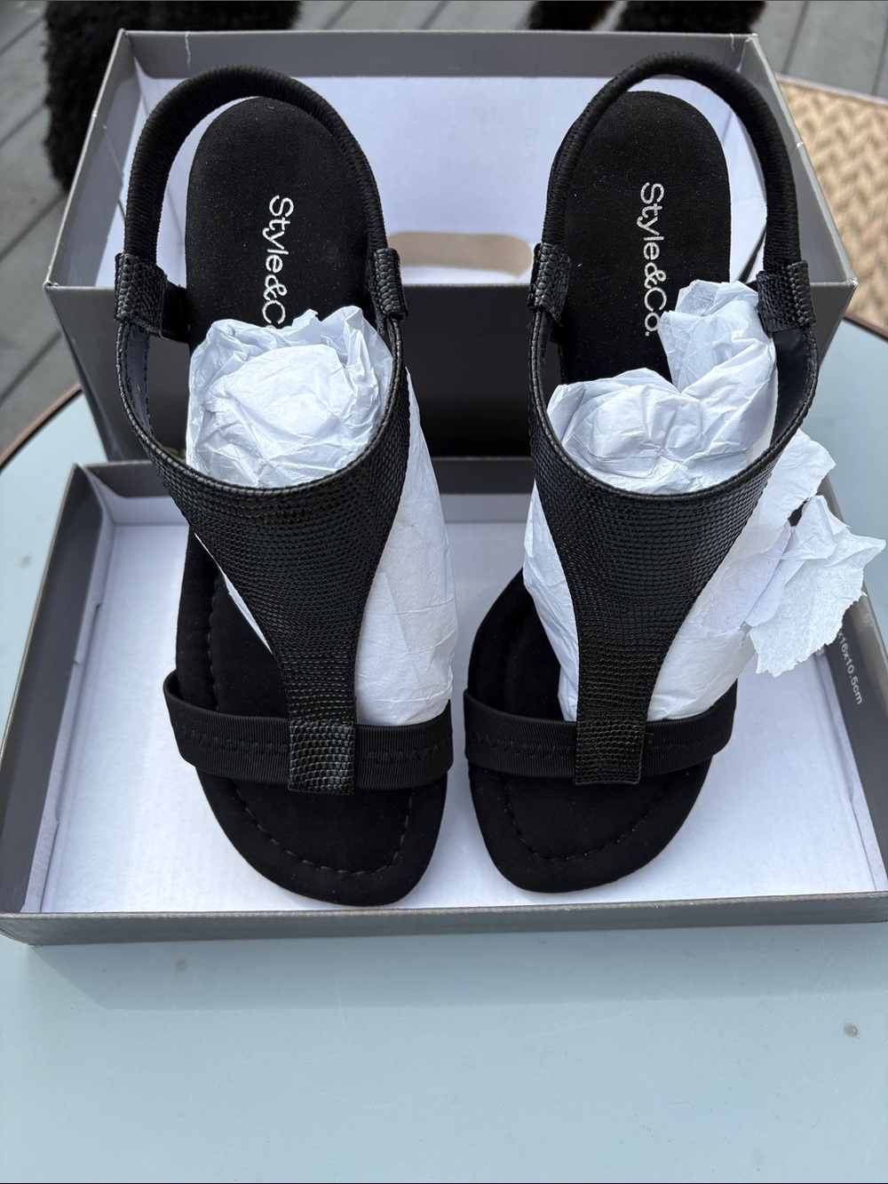 Style & Co. Black T-Strap Slingback Sandals